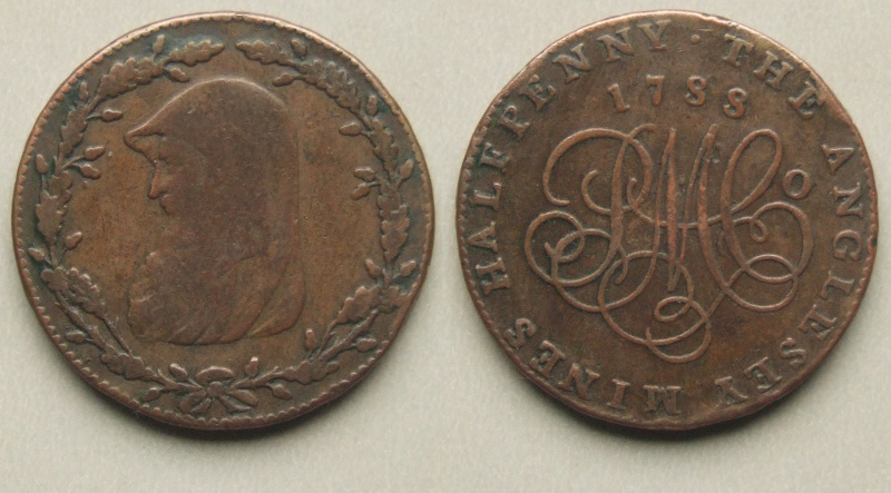 Anglesey, 1788 druid's head halfpenny D&H 325